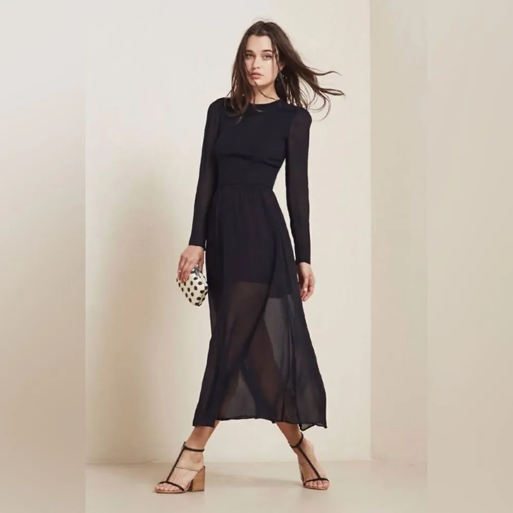 NWT Reformation Jupiter Midi Black Dress Size XS - Picture 3 of 10
